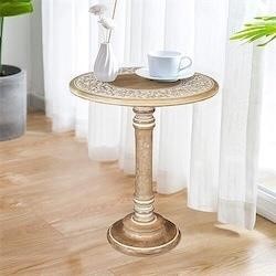 Wooden Pillar End Table - 18x22 White Wash   see p