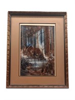 Framed Creekside Scene Painting by Minshew