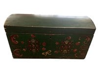Dutch Domed Wood Trunk with Hand Painted Flowers