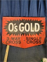 Metal O's Gold 2 Sided Farm Sign