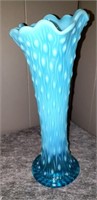 Blue art glass vase 10 "