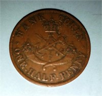 1857 Bank of Canada half penny token