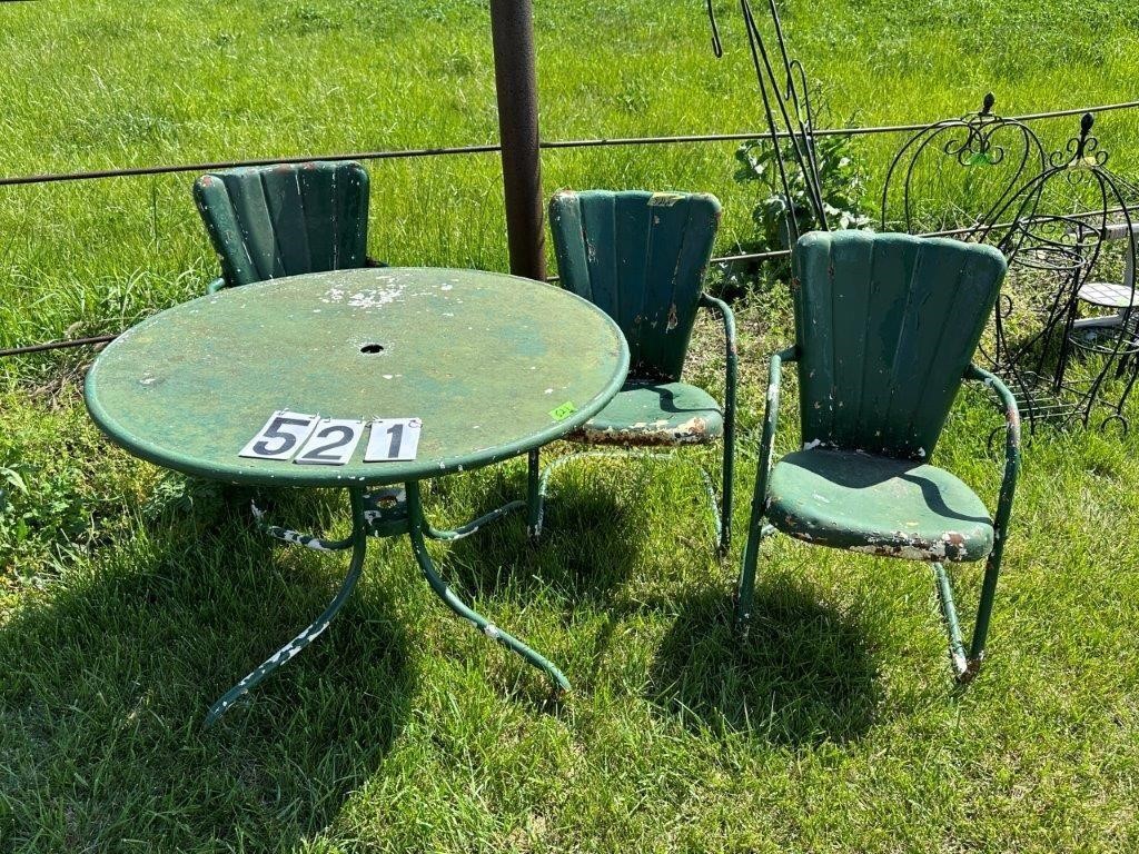 Metal Patio Table 42" and 3 Chairs