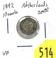 1892 Netherlands 10 cents