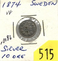 1874 Sweden 10 ore