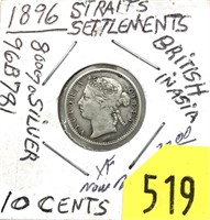 1876 Straits Settlements 10 cents