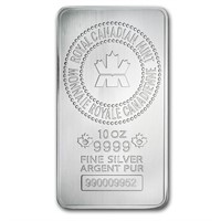 10 Oz Royal Canadian Mint Silver Bar (New) .9999