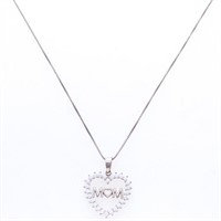925 Sterling Silver Heart Necklace MOM Swarovski E