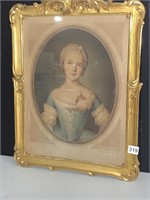 FRAMED PRINT OF VICTORIAN WOMAN, 22.5" X 18",