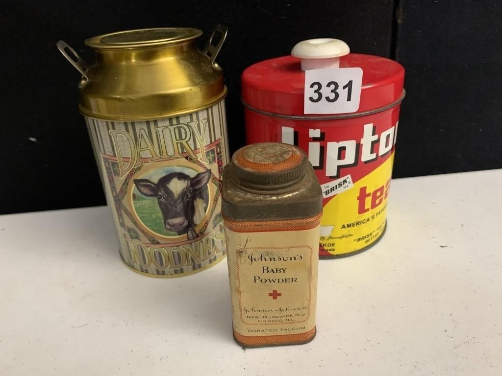 TINS AND VINTAGE JOHNSONS BABY POWDER TIN WITH