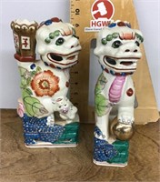 Pair of ceramic Chinese foo dogs