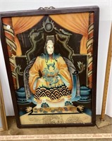 Reverse painting on glass of Chinese emperor
