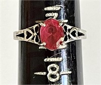 Sterling silver ring with red stone