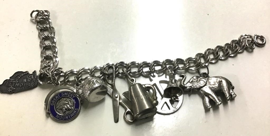 Charm bracelet with sterling charms