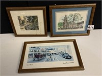 FRAMED PHOTO AND PAINTINGS (6.5" X 9") SIGNED AS