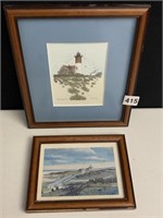 FRAMED SIGNED PAINTING (6.5" X 9") AND FRAMED