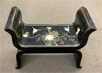 Asian black lacquer chinoisere window bench