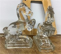 Pair of glass horse Bookends