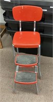 Vintage red metal step stool
