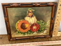 Framed fruit still life on canvas