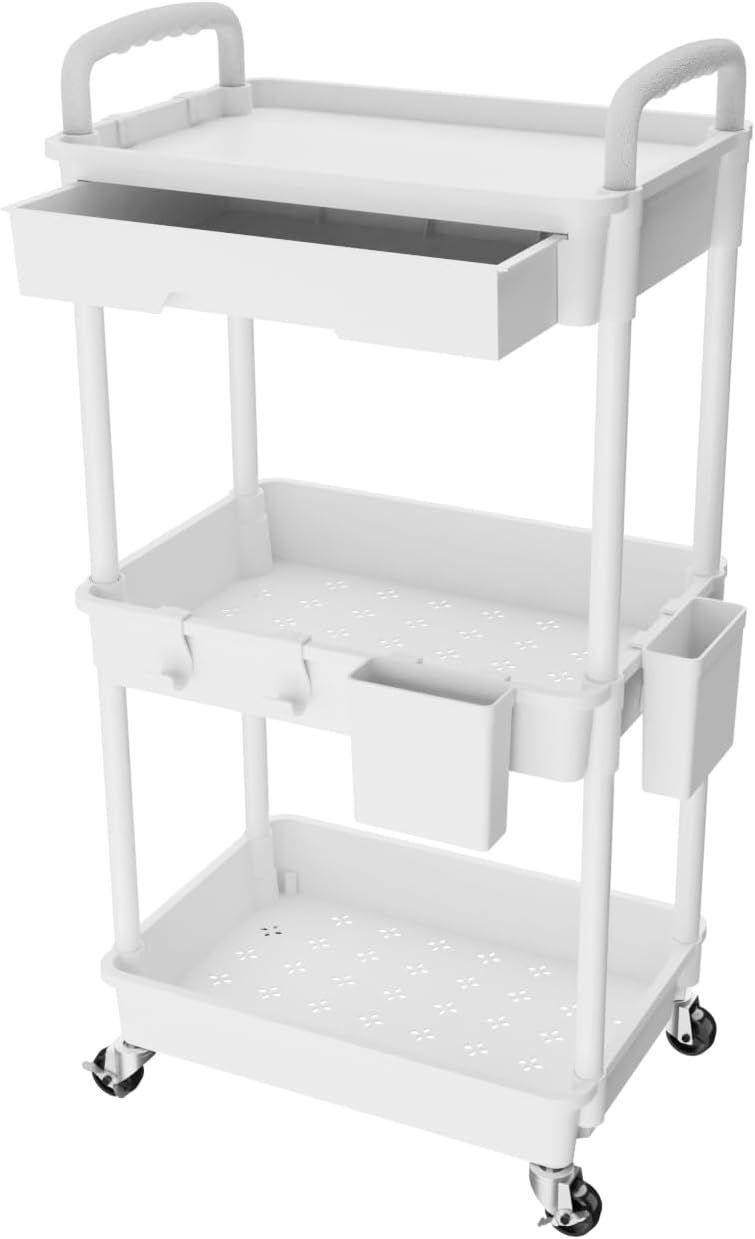 3 Tier Rolling Utility Cart with Drawer