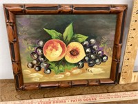 Framed watercolor fruit still life