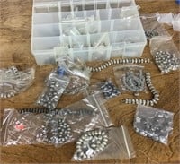 Collection of silver beads for jewelry making