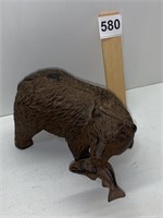 CAST IRON BEAR W/ FISH IN MOUTH 4" H X 6" L
