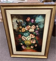 29x38 Oil on canvas floral --signed and framed
