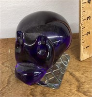 Blue art glass hippo