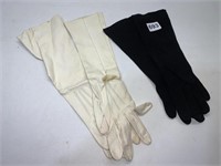 LONG CREAM COLOR LEATHER GLOVES, SUEDE LONG