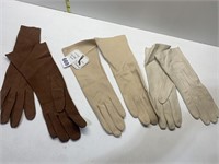 TAN AND BROWN LEATHER GLOVES, NEW BEIGE DOVALURE