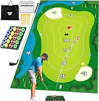 Golf Chipping Game Mat Set with Golf Club 6x4...