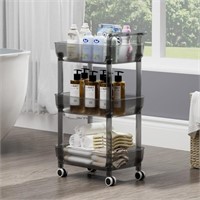 Clear Rolling Laundry Cart 3 Tier Acrylic...