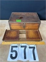 Wood box w/Brass fittings & Oak book rack