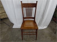 Antique Wicker-Bottom Wooden Chair
