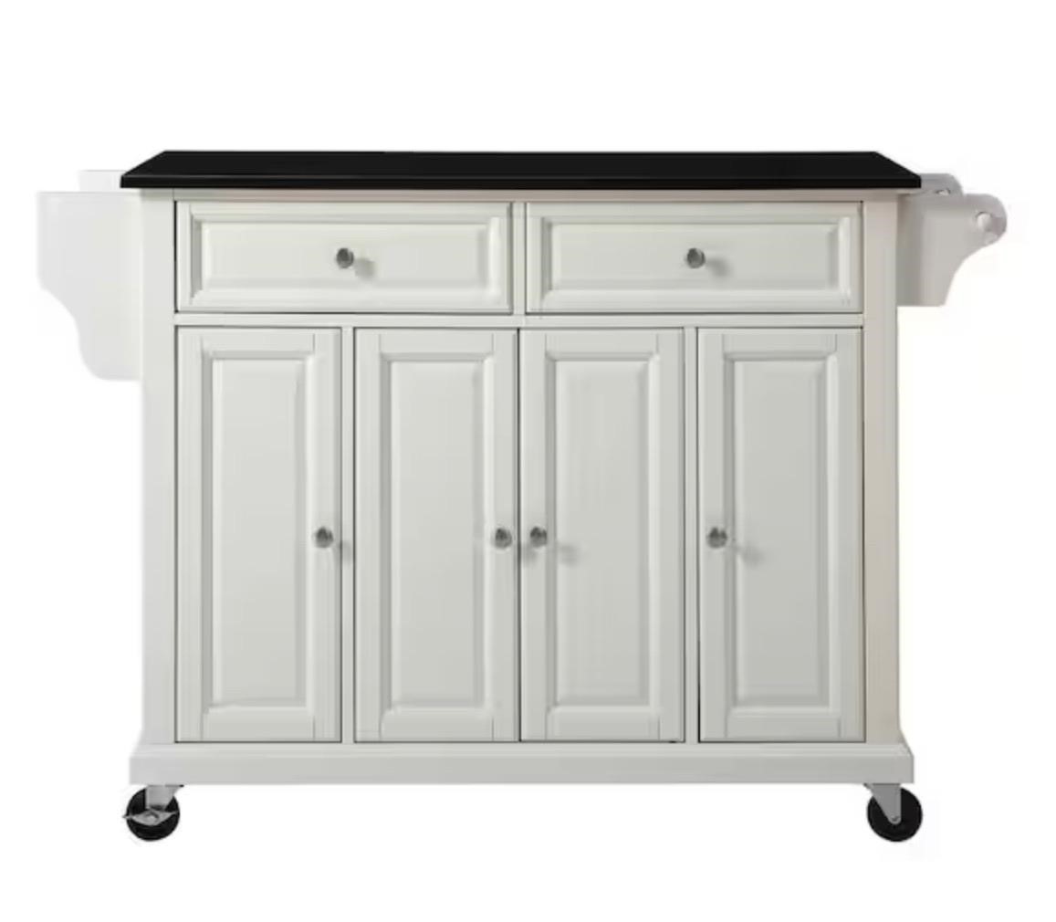 Full Size Kitchen Cart with Black Granite Top