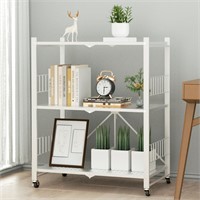 MOLYHOM 3-Tier Shelves with Wheels  White