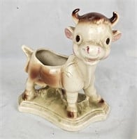 Vintage 7" Tall Ceramic Cow Planter
