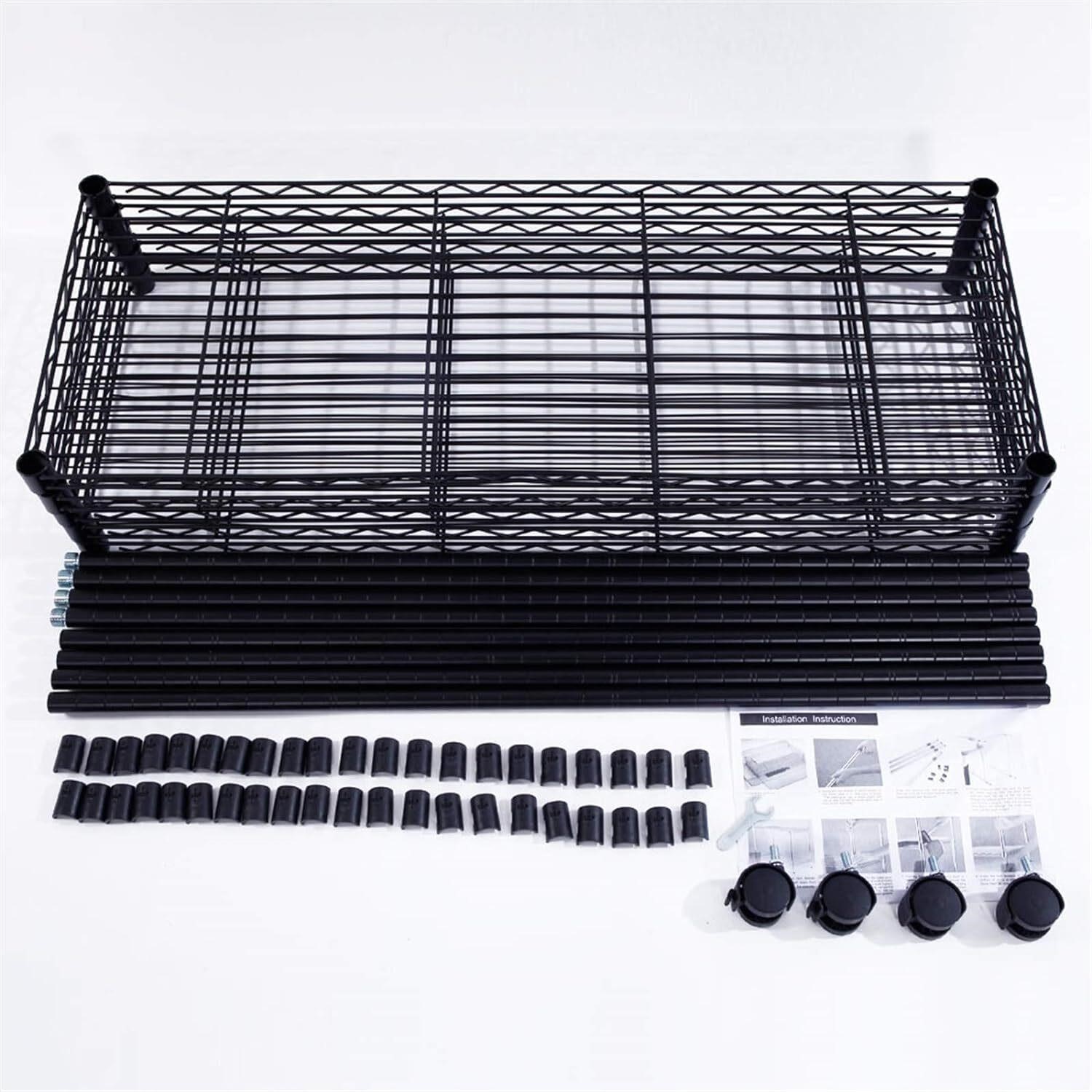 5-Layer Iron Shelf  165*90*35  1.5 Wheels  Black