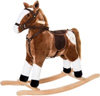 Qaba Kids Rocking Horse Plush Ride On Toy Toddler