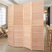 6FT Bamboo Room Divider  4-Panel  Brown
