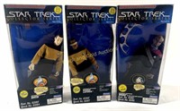(3) 1995 Playmates Star Trek: Data, LaForge, Worf
