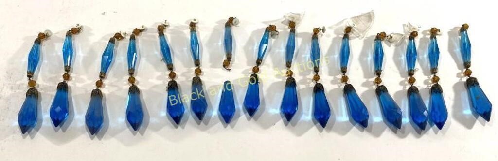 (15) Cobalt Blue Glass Chandelier Pieces