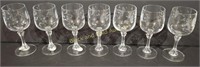 (7) Over 24% Lead Crystal Etched Goblets