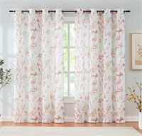 Branch Sheer White Curtains 84inch Long, 2 Panels
