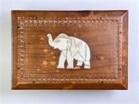 Vintage Carved Inlaid Elephant Trinket/Jewelry Box