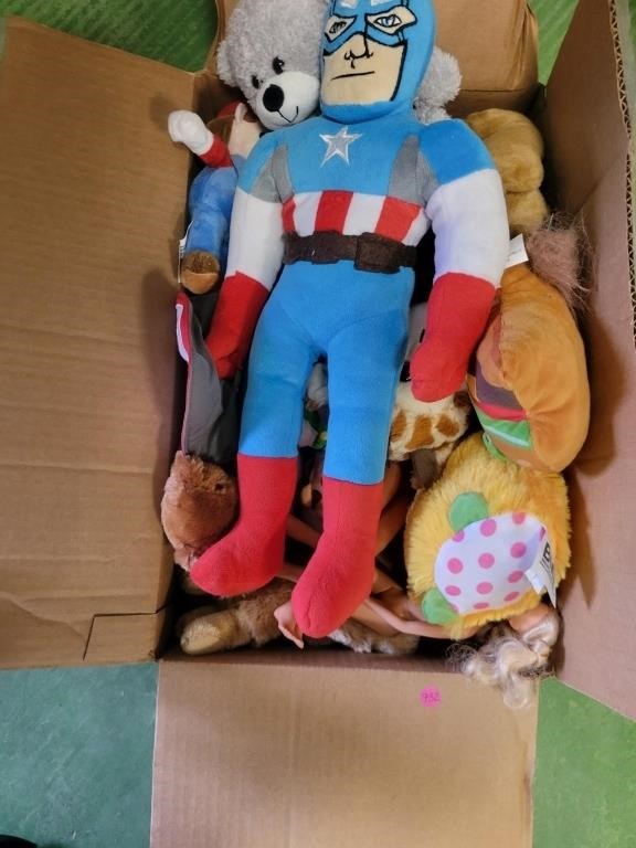 Lot of Stuffed Animals, Capt America