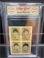 Vintage Beatles Stamp Card Graded 10