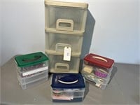 ARTS AND CRAFT SUPPLIES WITH PLASTIC TOTE STORAGE